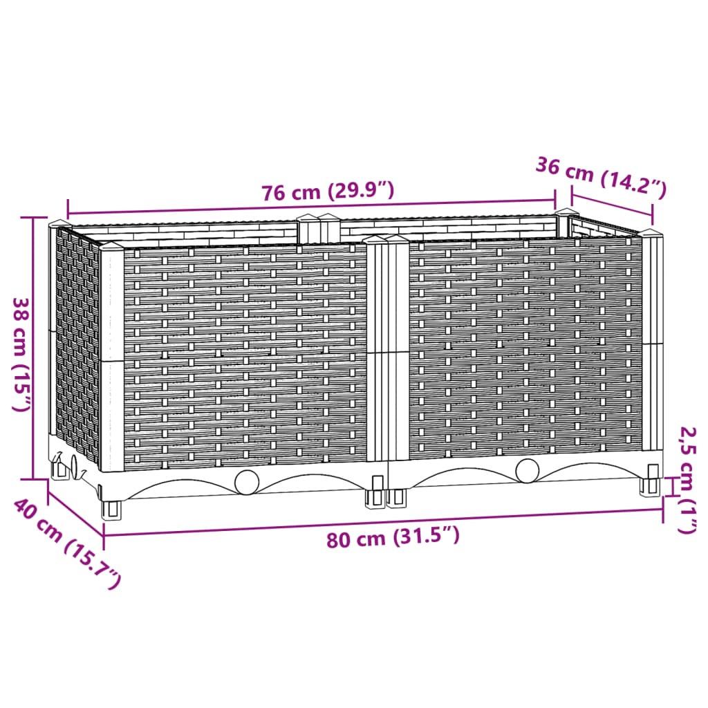 Fioriera Rialzata 80x40x38 cm in Polipropilene 310402