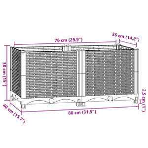 Fioriera Rialzata 80x40x38 cm in Polipropilene 310402