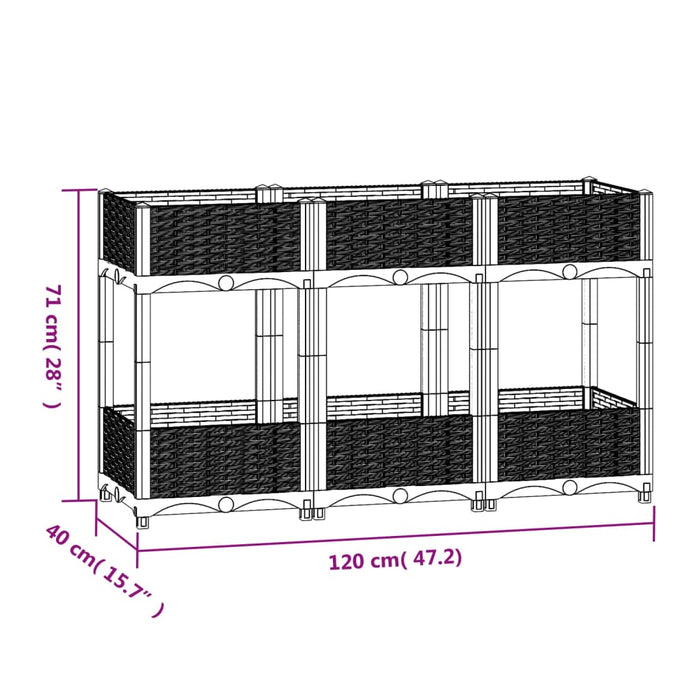 Fioriera Rialzata 120x40x71 cm in Polipropilene 310407