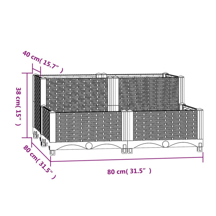 Fioriera Rialzata 80x80x38 cm in Polipropilene cod mxl 66999