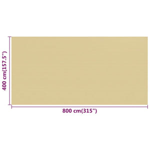 Tappeto da Tenda Beige 400x800 cm HDPE 310775