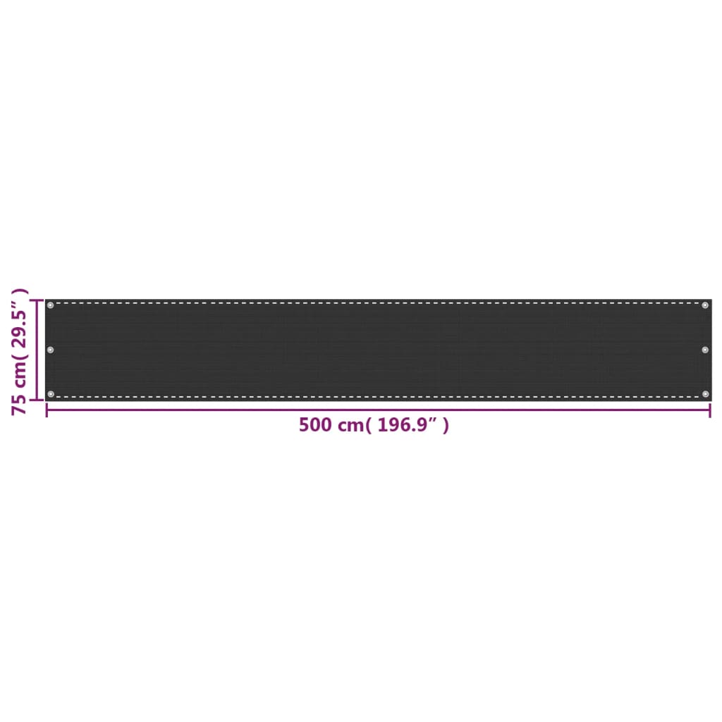 Paravento da Balcone HDPE 75x500 cm Antracite 310838