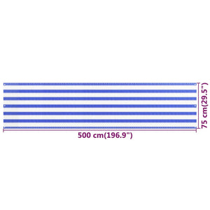 Paravento da Balcone Blu e Bianco 75x500 cm in HDPE 310886