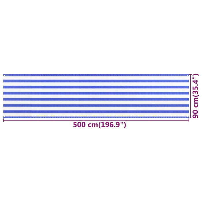 Paravento da Balcone Blu e Bianco 90x500 cm in HDPE