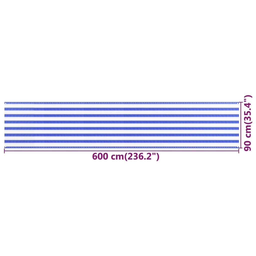 Paravento da Balcone Blu e Bianco 90x600 cm in HDPE