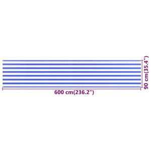 Paravento da Balcone Blu e Bianco 90x600 cm in HDPE