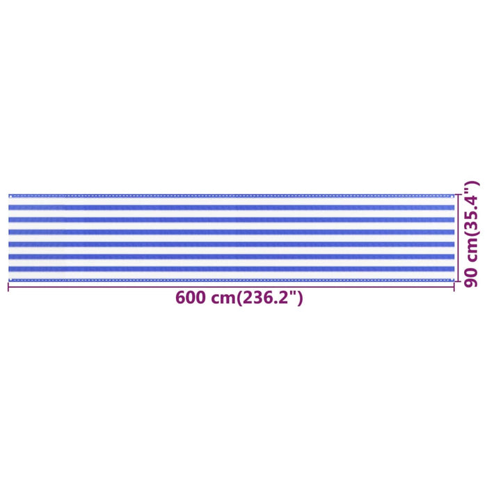 Paravento da Balcone Blu e Bianco 90x600 cm in HDPE