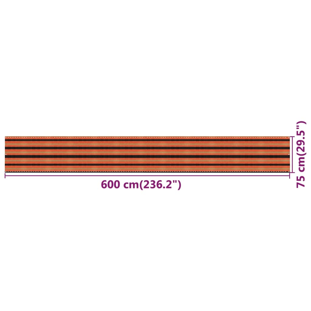 Paravento da Balcone Multicolore 75x600 cm in HDPE 310899