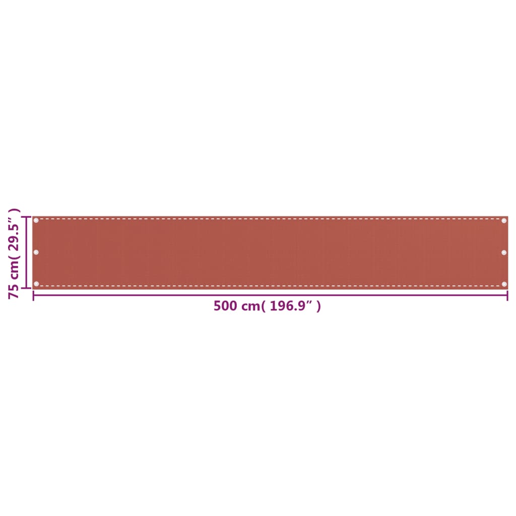 Paravento da Balcone Terracotta 75x500 cm in HDPE 310946