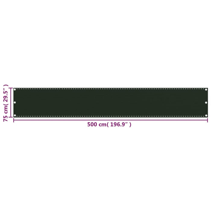 Schermo Frangivista per Balcone Verde Scuro 75x500 cm in HDPE cod mxl 19684