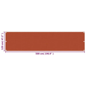 Paravento da Balcone Arancione 120x500 cm in HDPE cod 9334