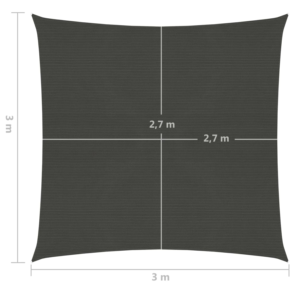 Vela Parasole 160 g/m² Antracite 3x3 m in HDPE cod mxl 13027