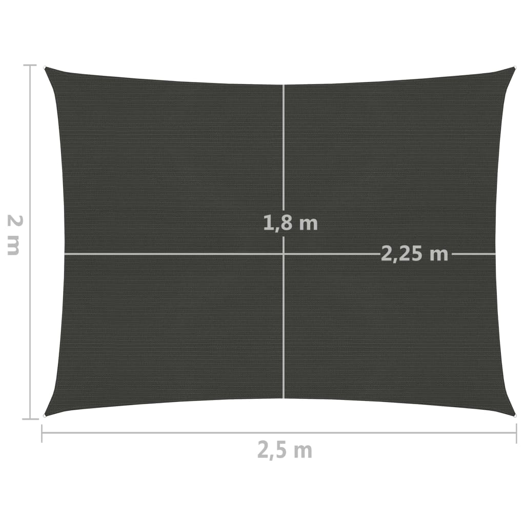 Vela Parasole 160 g/m² Antracite 2x2,5 m in HDPE  cod mxl 51650