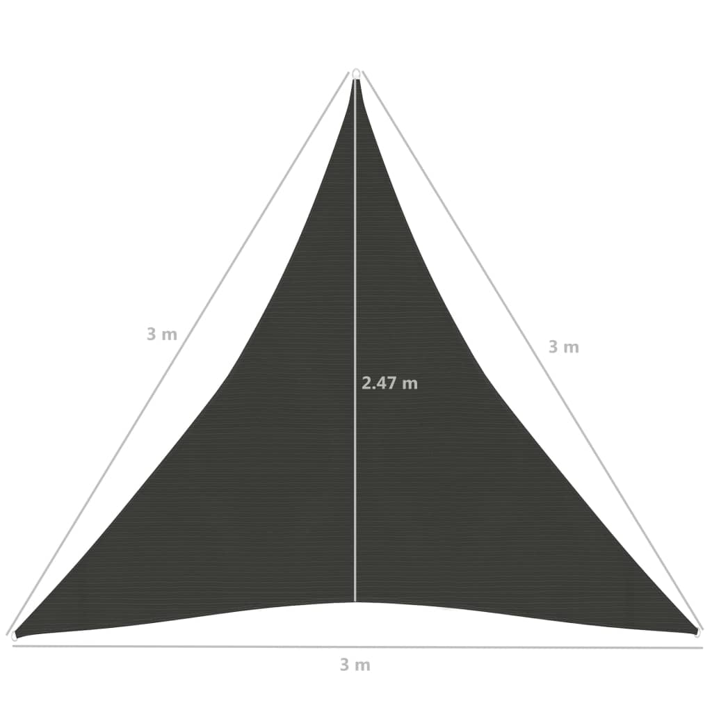 Vela Parasole 160 g/m² Antracite 3x3x3 m in HDPE