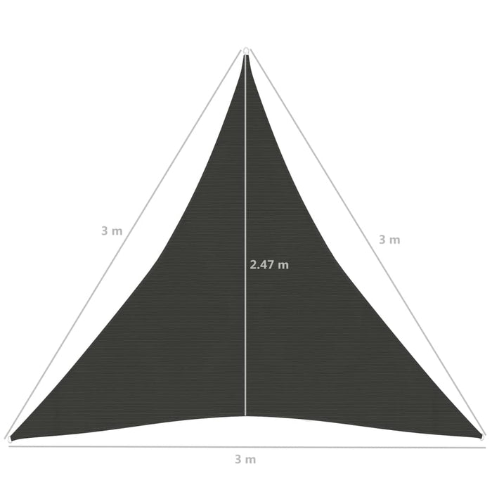 Vela Parasole 160 g/m² Antracite 3x3x3 m in HDPE