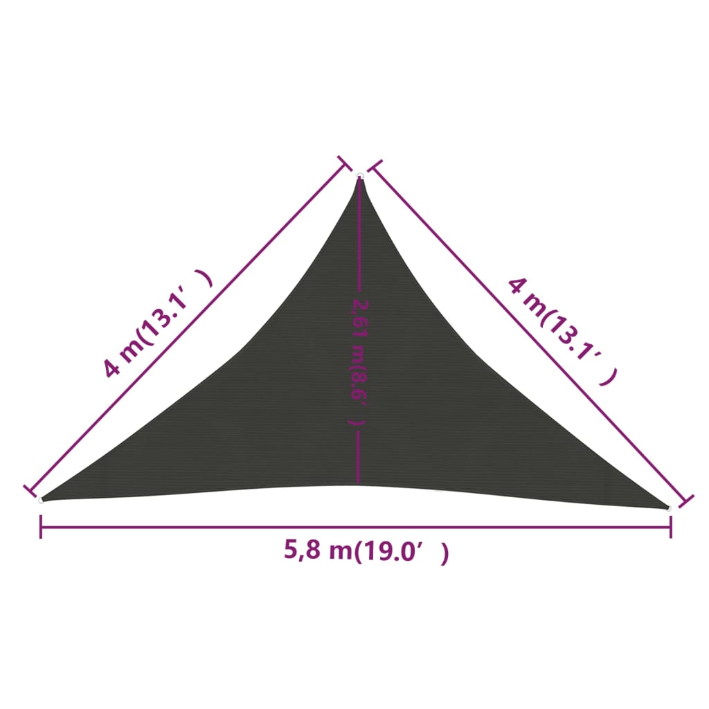 Vela Parasole 160 g/m² Antracite 4x4x5,8 m in HDPE 311094