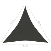 Vela Parasole 160 g/m² Antracite 4,5x4,5x4,5 m in HDPE cod mxl 18632