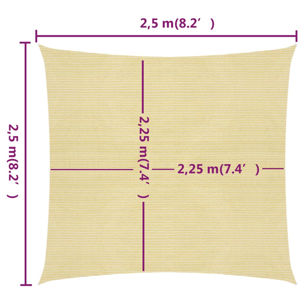 Vela Parasole 160 g/m² Beige 2,5x2,5 m in HDPE cod mxl 17757