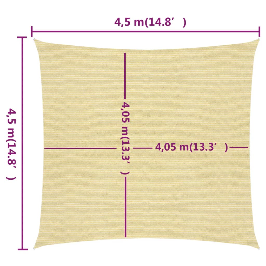 Vela Parasole 160 g/m² Beige 4,5x4,5 m in HDPE 311112