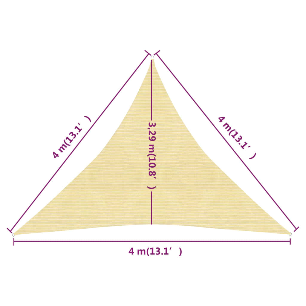 Vela Parasole 160 g/m² Beige 4x4x4 m in HDPE