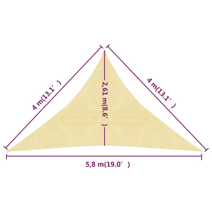 Vela Parasole 160 g/m² Beige 4x4x5,8 m in HDPE