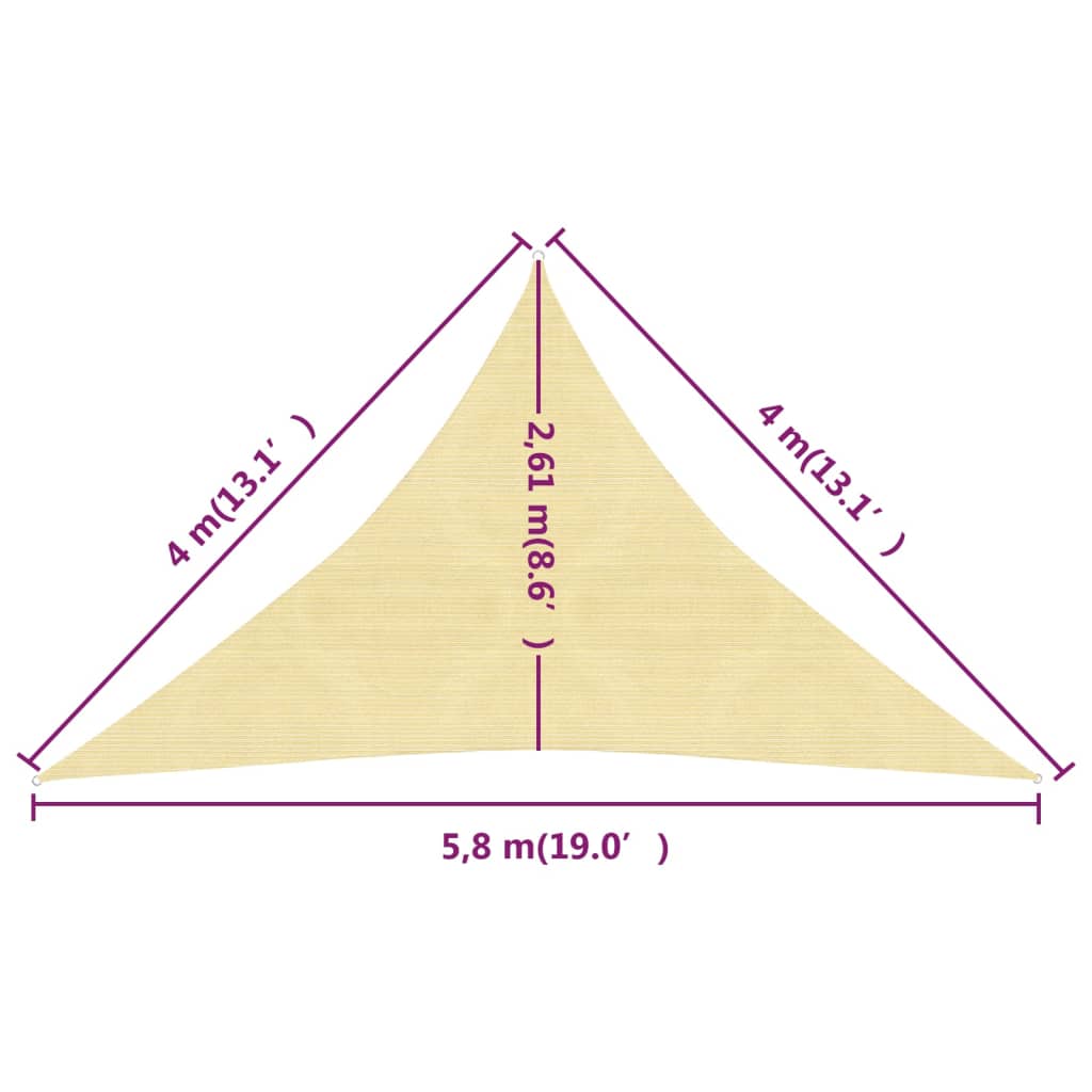 Vela Parasole 160 g/m² Beige 4x4x5,8 m in HDPE 311149