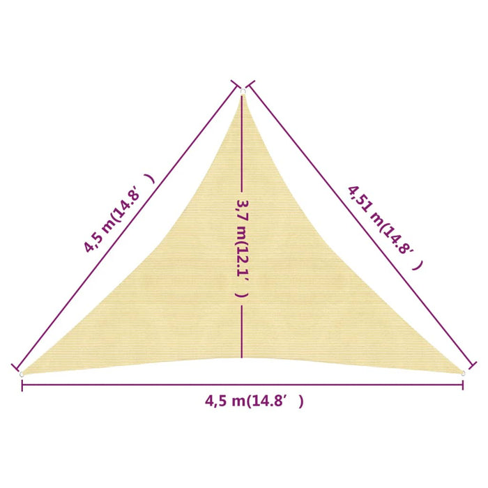 Vela Parasole 160 g/m² Beige 4,5x4,5x4,5 m in HDPE 311150