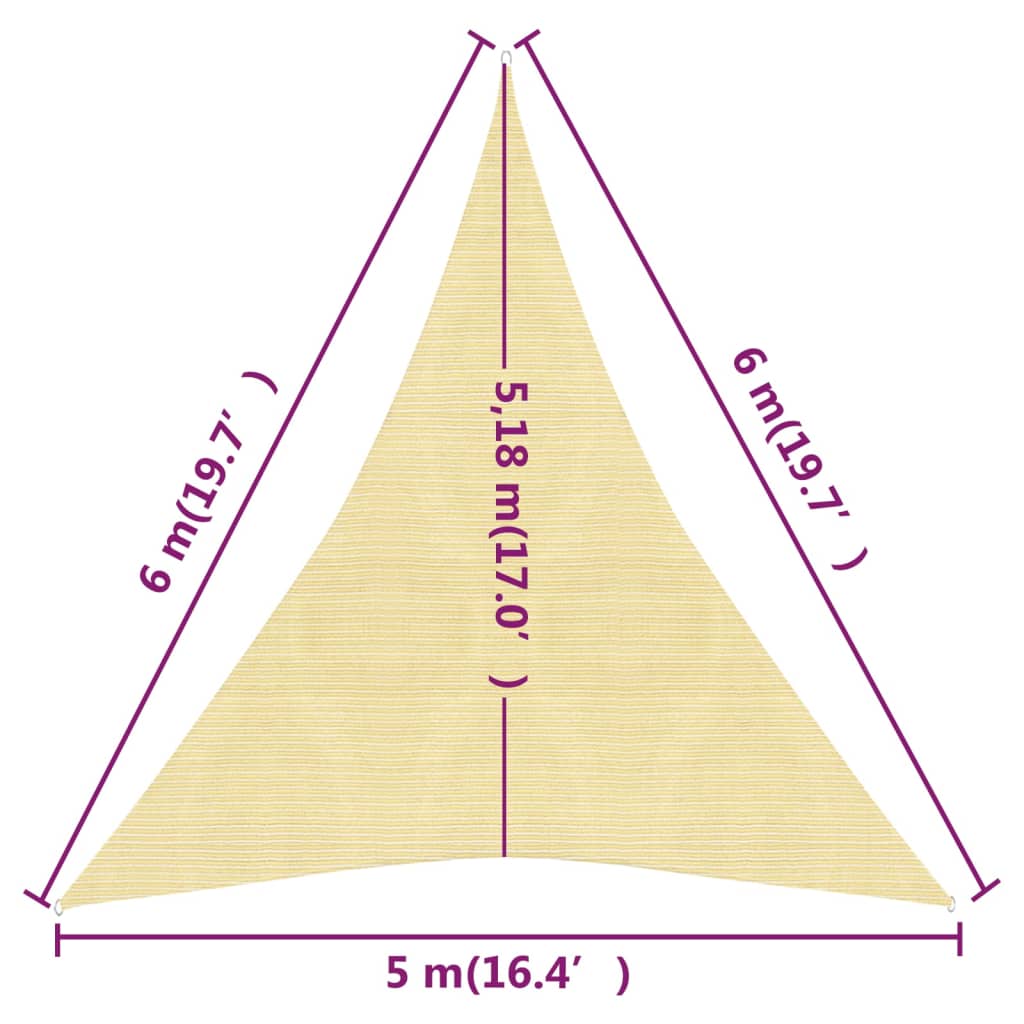 Vela Parasole 160 g/m² Beige 5x6x6 m in HDPE 311153