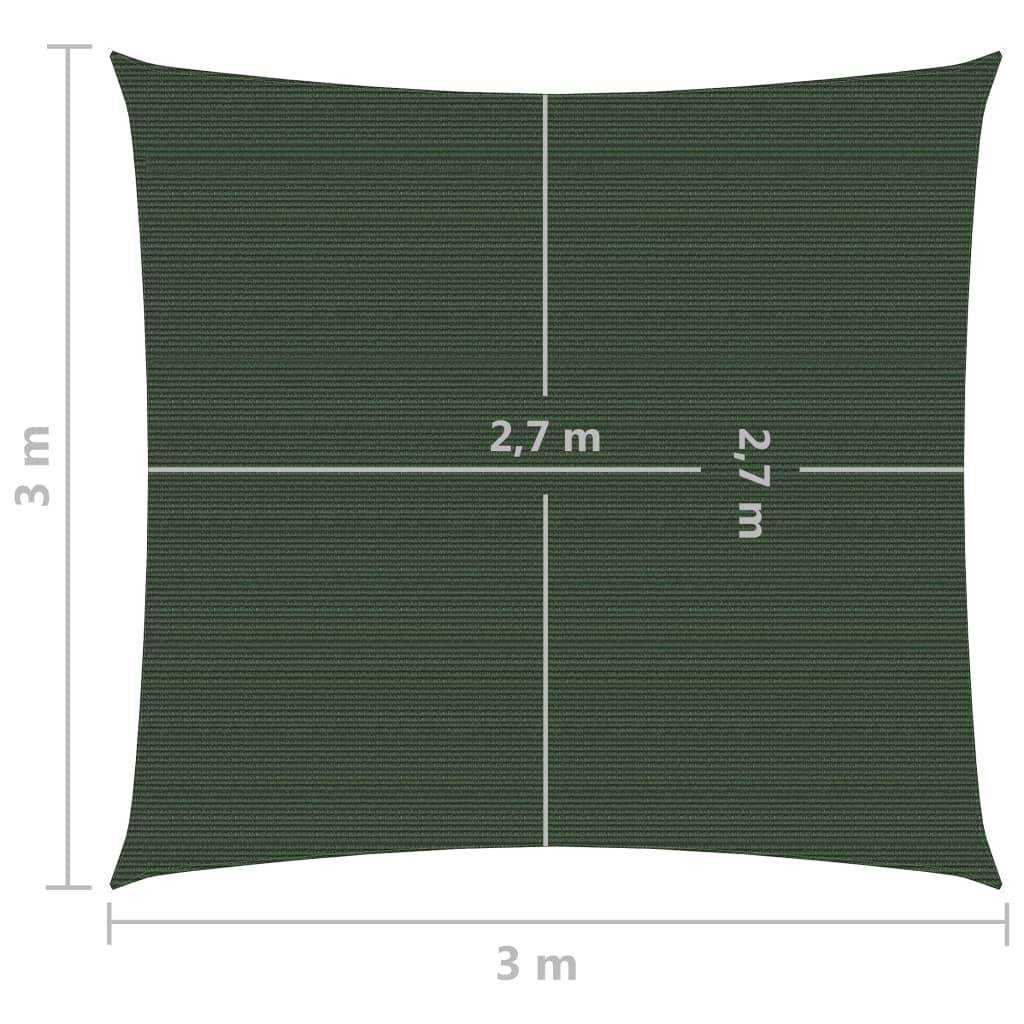 Vela Parasole 160 g/m² Verde Scuro 3x3 m in HDPE 311439