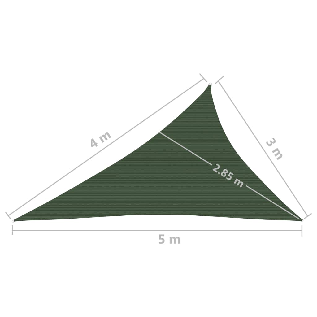 Vela Parasole 160 g/m² Verde Scuro 3x4x5 m in HDPE 311476