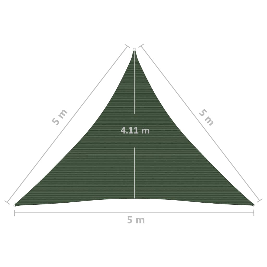 Vela Parasole 160 g/m² Verde Scuro 5x5x5 m in HDPE 311482