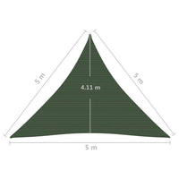 Vela Parasole 160 g/m² Verde Scuro 5x5x5 m in HDPE 311482