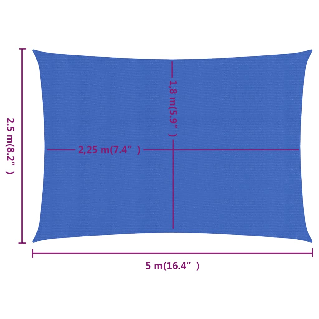 Vela Parasole 160 g/m² Rettangolare Blu 2,5x5 m in HDPE 311511