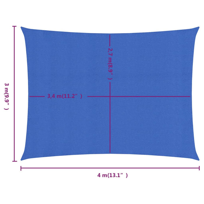 Vela Parasole 160 g/m² Rettangolare Blu 3x4 m in HDPE 311512