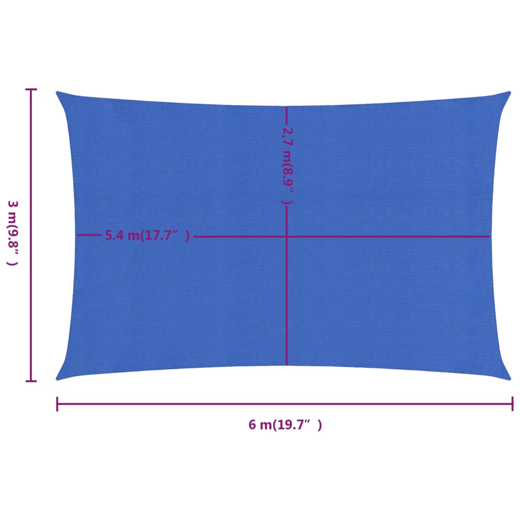 Vela Parasole 160 g/m² Rettangolare Blu 3x6 m in HDPE 311515