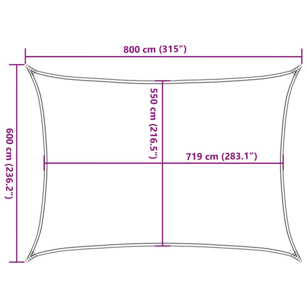 Vela Parasole 160 g/m² Rettangolare Blu 6x8 m in HDPE 311525