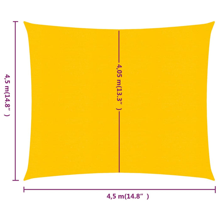 Vela Parasole 160 g/m² Quadrata Giallo 4,5x4,5 m in HDPE 311552