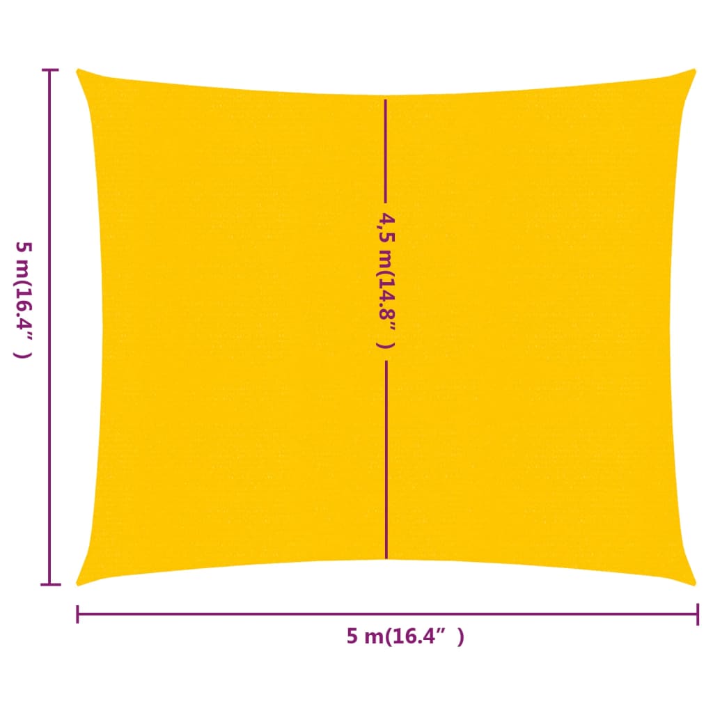 Vela Parasole 160 g/m² Quadrata Giallo 5x5 m in HDPE 311553