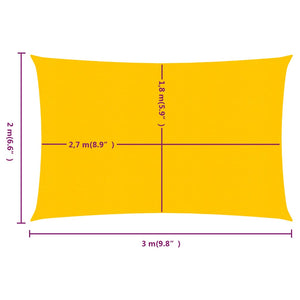 Vela Parasole 160 g/m² Rettangolare Giallo 2x3 m in HDPE 311557