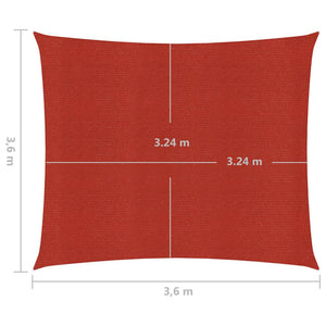 Vela Parasole 160 g/m² Rossa 3,6x3,6 m in HDPE