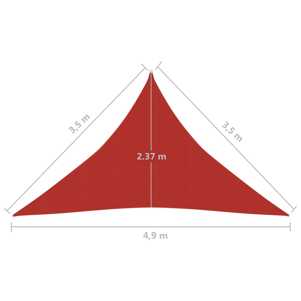 Vela Parasole 160 g/m² Rossa 3,5x3,5x4,9 m in HDPE cod mxl 10354