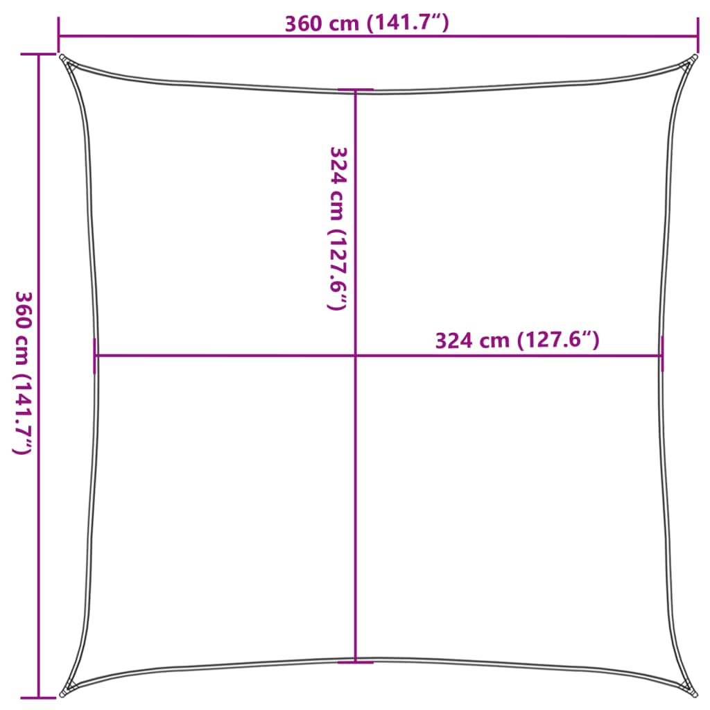 Vela Parasole 160 g/m² Arancione 3,6x3,6 m in HDPE 311660