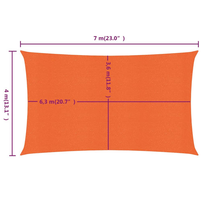 Vela Parasole 160 g/m² Rettangolare Arancione 4x7 m in HDPE 311685