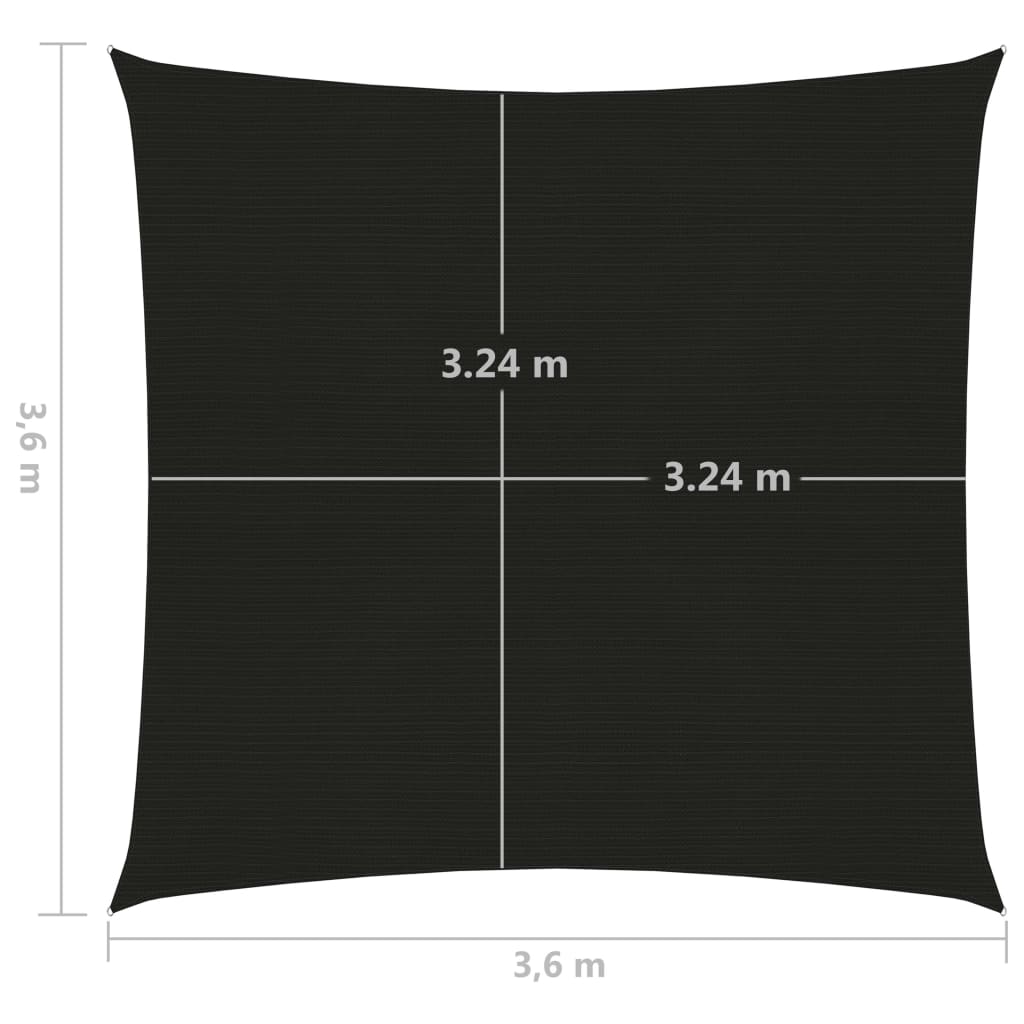 Vela Parasole 160 g/m² Nera 3,6x3,6 m in HDPE cod mxl 20216