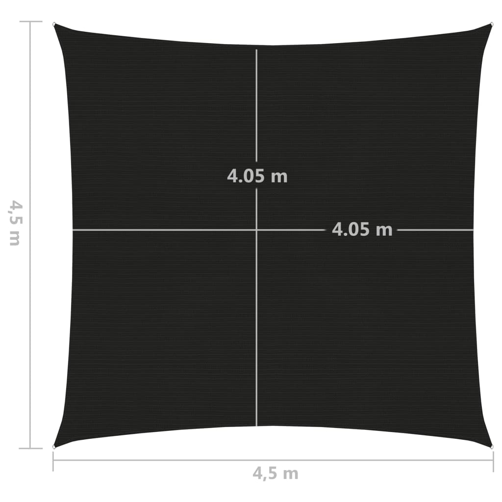 Vela Parasole 160 g/m² Nera 4,5x4,5 m in HDPE