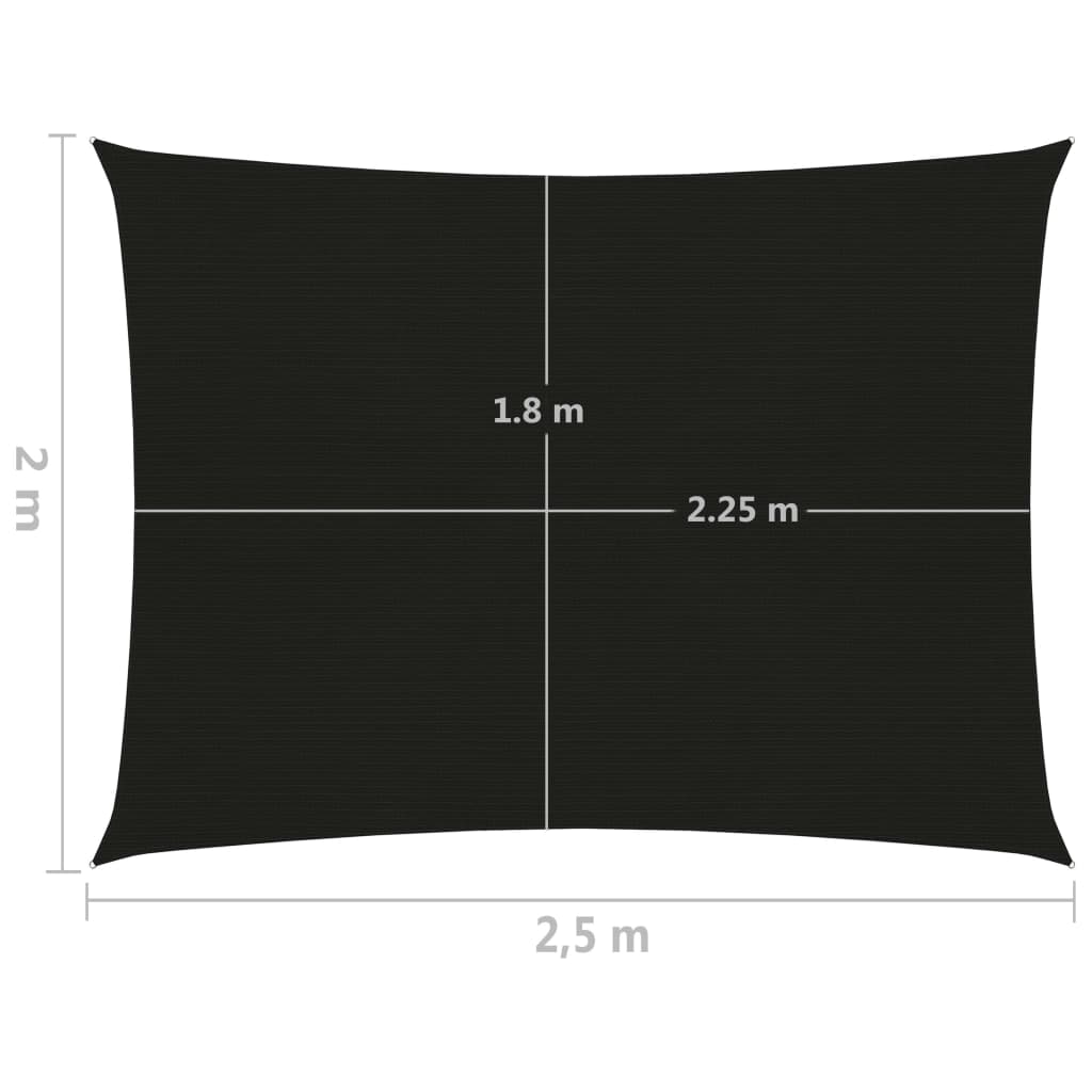 Vela Parasole 160 g/m² Nera 2x2,5 m in HDPE 311721