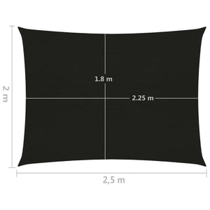 Vela Parasole 160 g/m² Nera 2x2,5 m in HDPE 311721