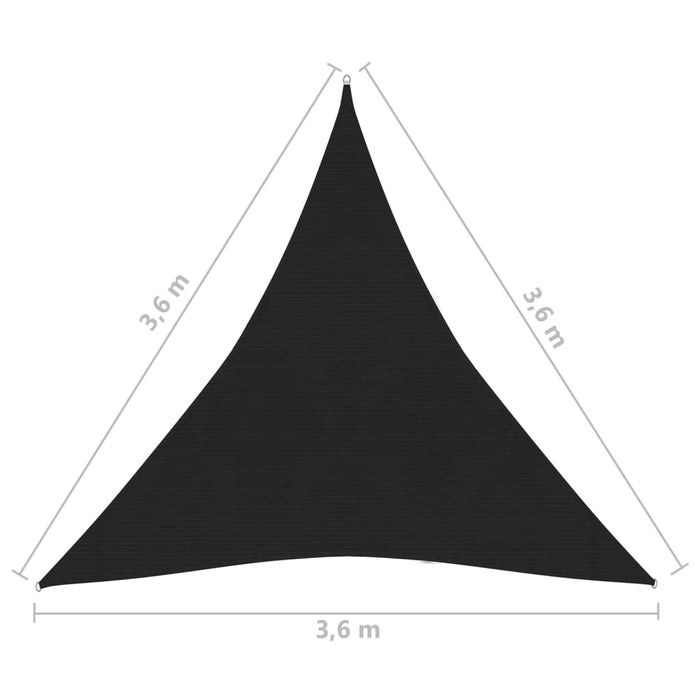 Vela Parasole 160 g/m² Nera 3,6x3,6x3,6 m in HDPE