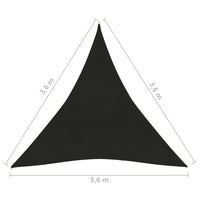 Vela Parasole 160 g/mq Nera 3,6x3,6x3,6 m in HDPE cod 8929