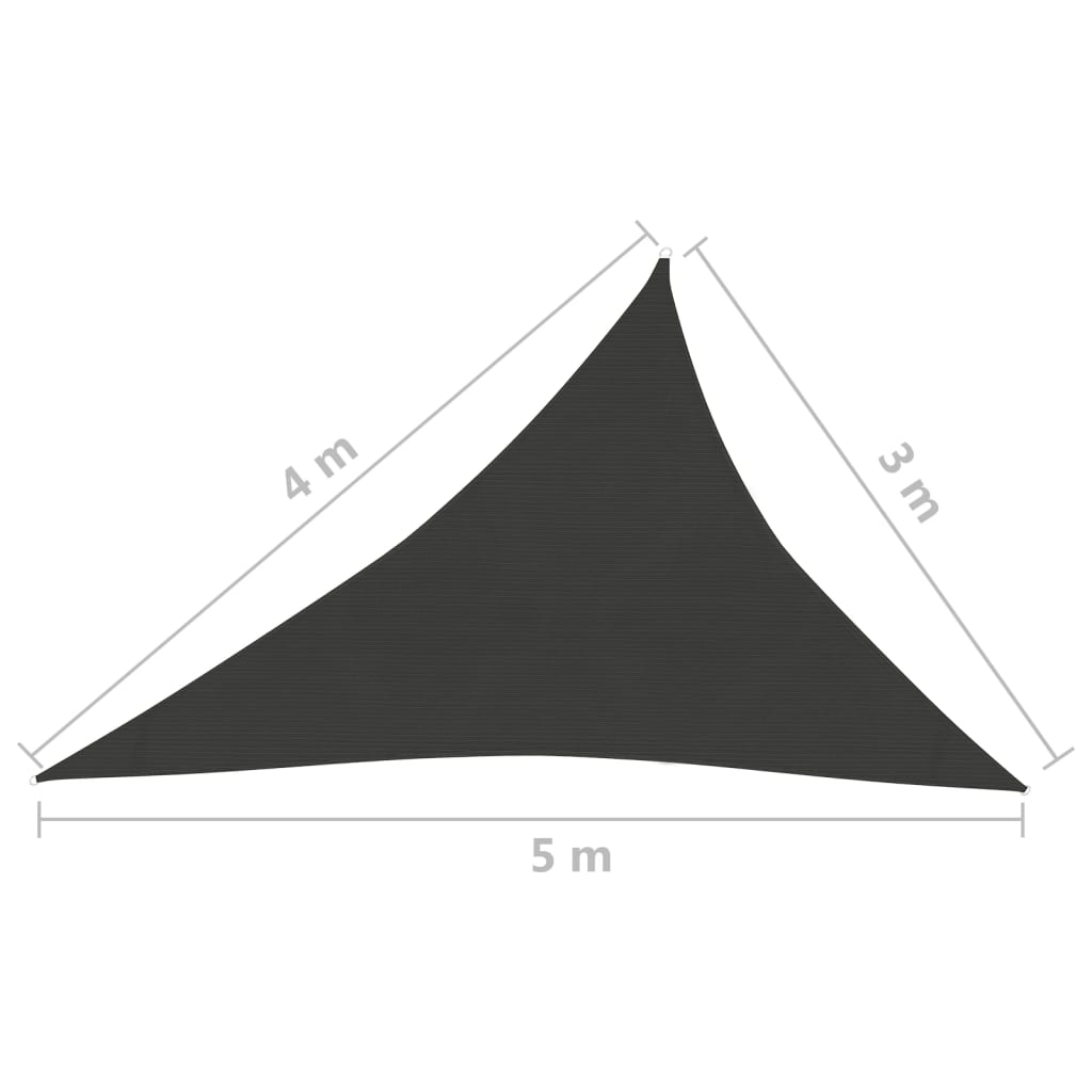 Vela Parasole 160 g/m² Nera 3x4x5 m in HDPE